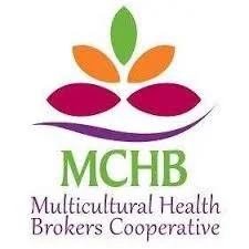 Logo of Multicultural Health Brokers Cooperative with stylized leaves and petals in green, orange, purple, and pink, and green text reading 'MCHB' and the full name below.