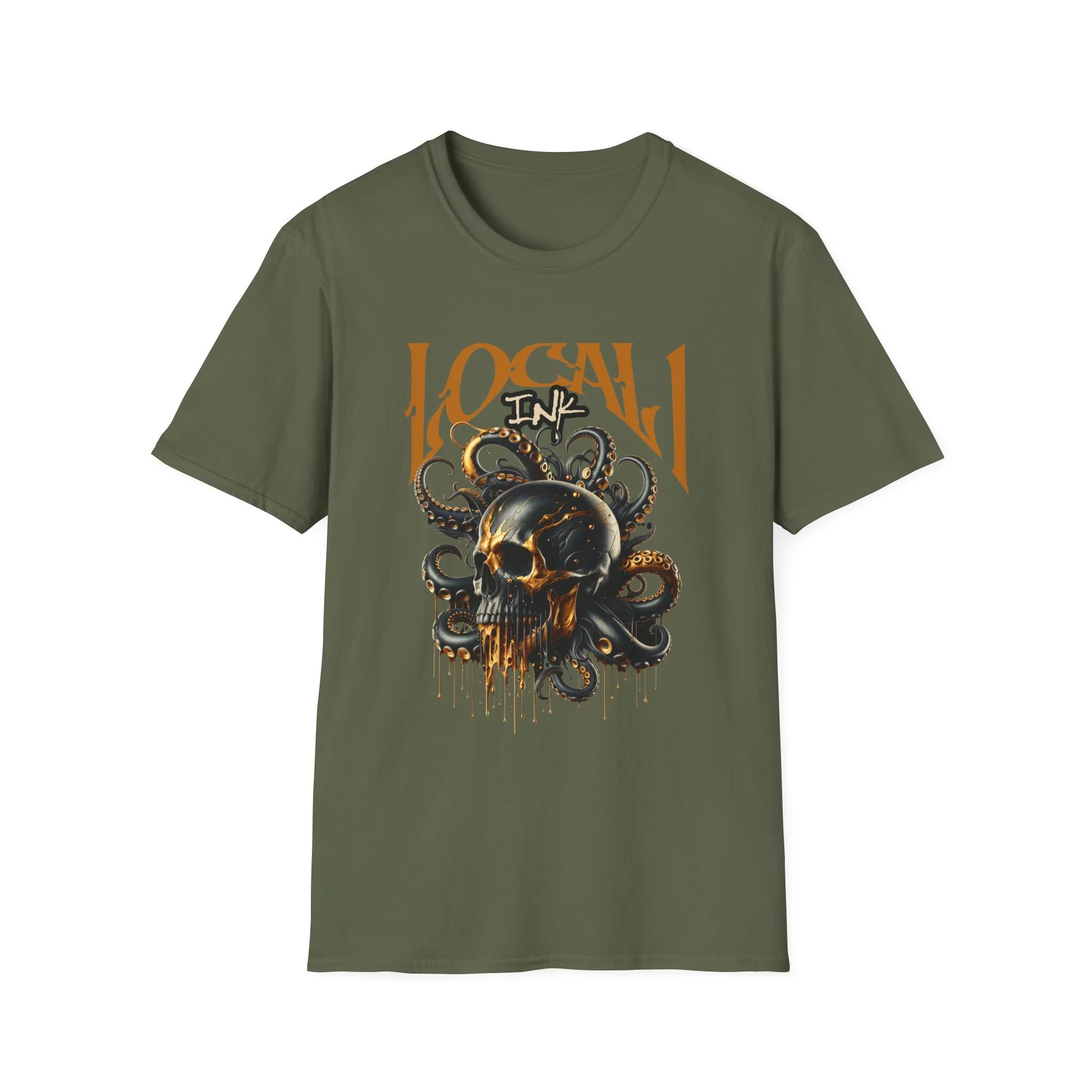 Skull and Octopus T-Shirt | Local Ink Dripping Skull Art