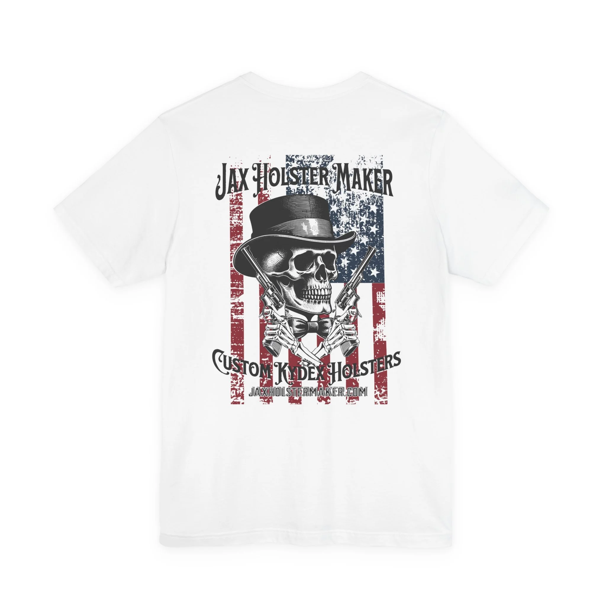Skull with American Flag Back Print T-Shirt | Jax Holster Maker