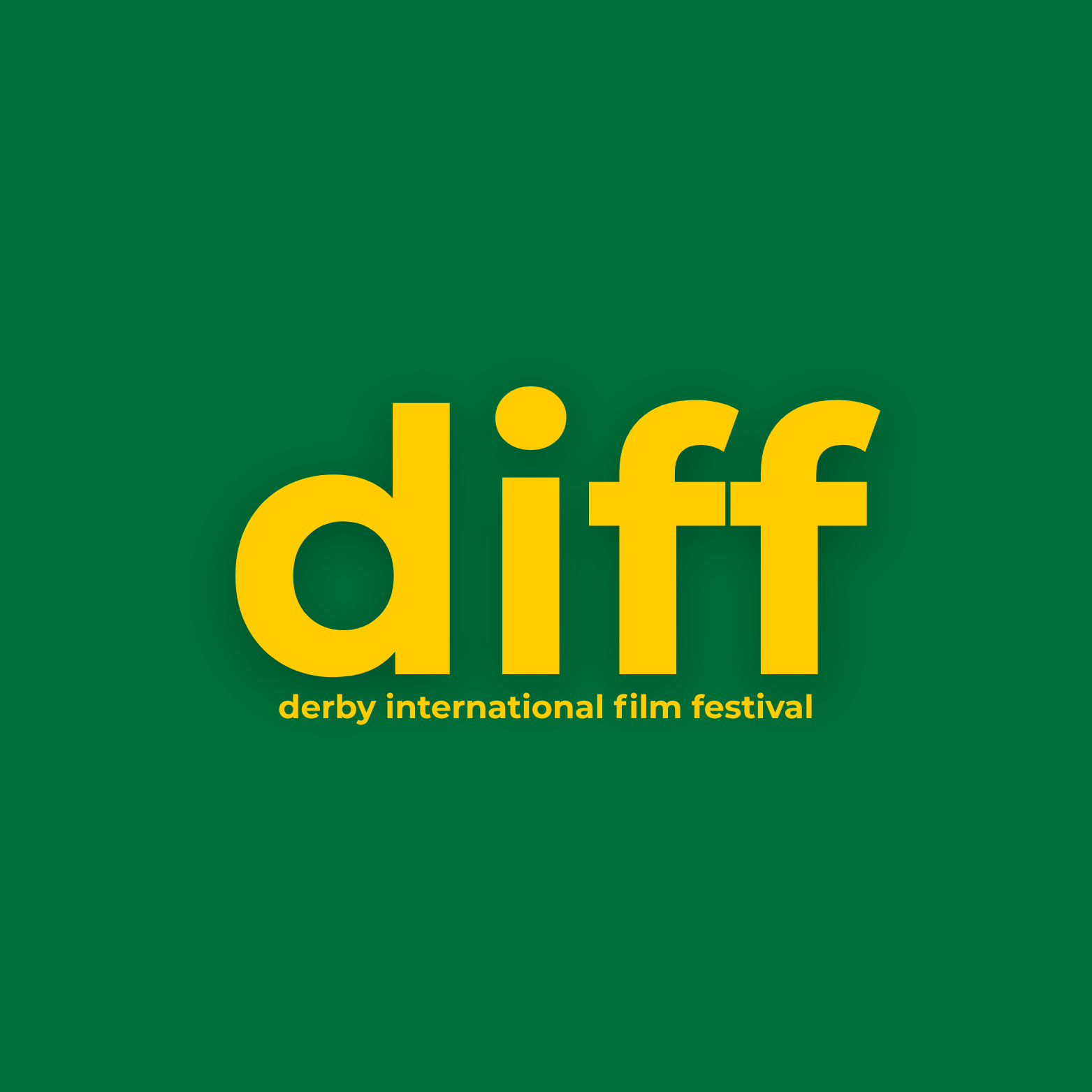Green background with yellow text that says 'diff' and 'derby international film festival'