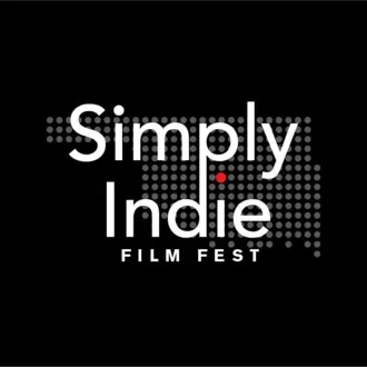 Logo for Simply Indie Film Fest with white text and a dotted background on a black background.