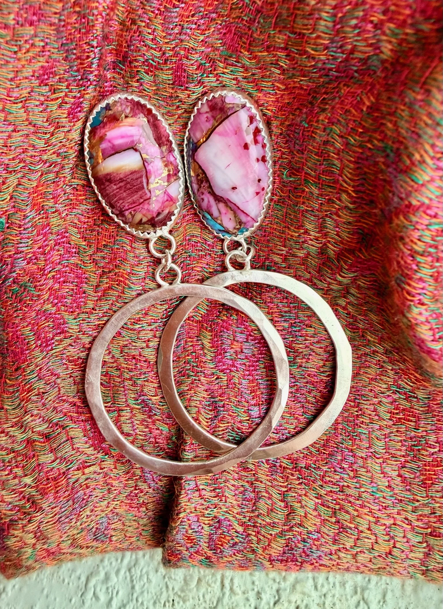Pink Oyster Turquoise Earrings