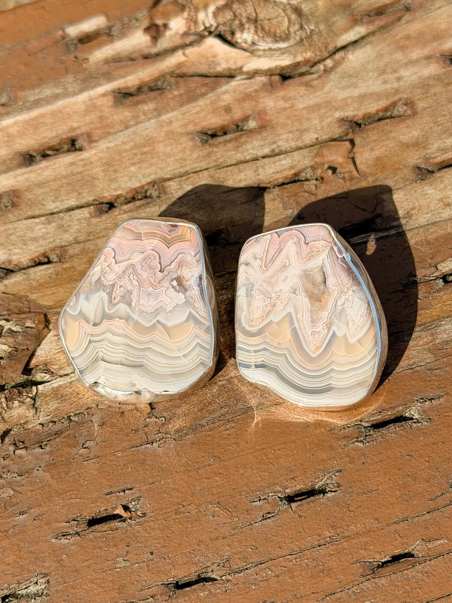 Mexican Lace Agate Stud Earrings