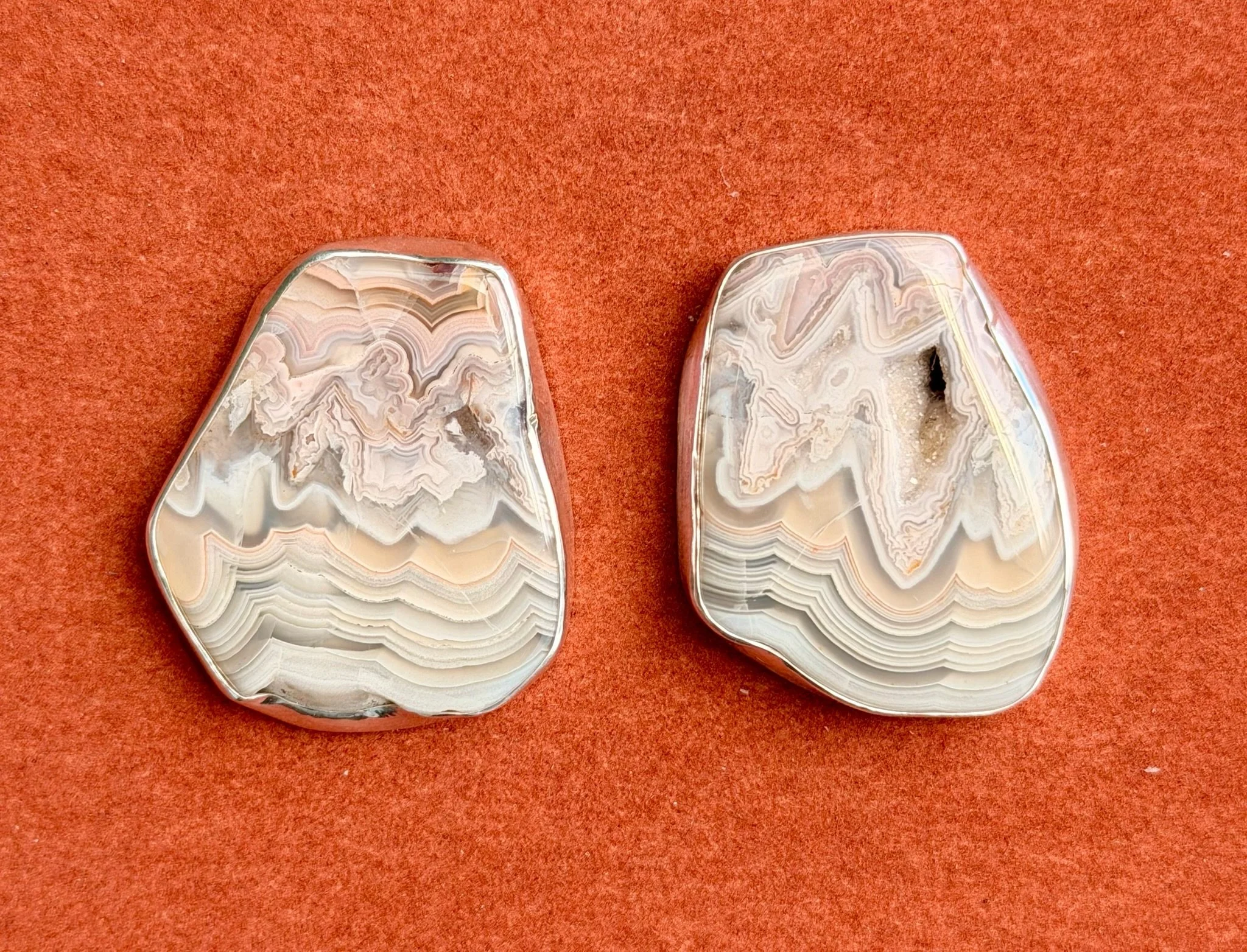 Mexican Lace Agate Stud Earrings