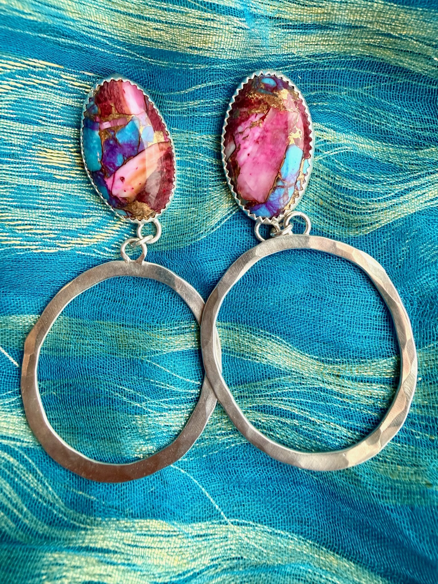 Pink Oyster Turquoise Earrings