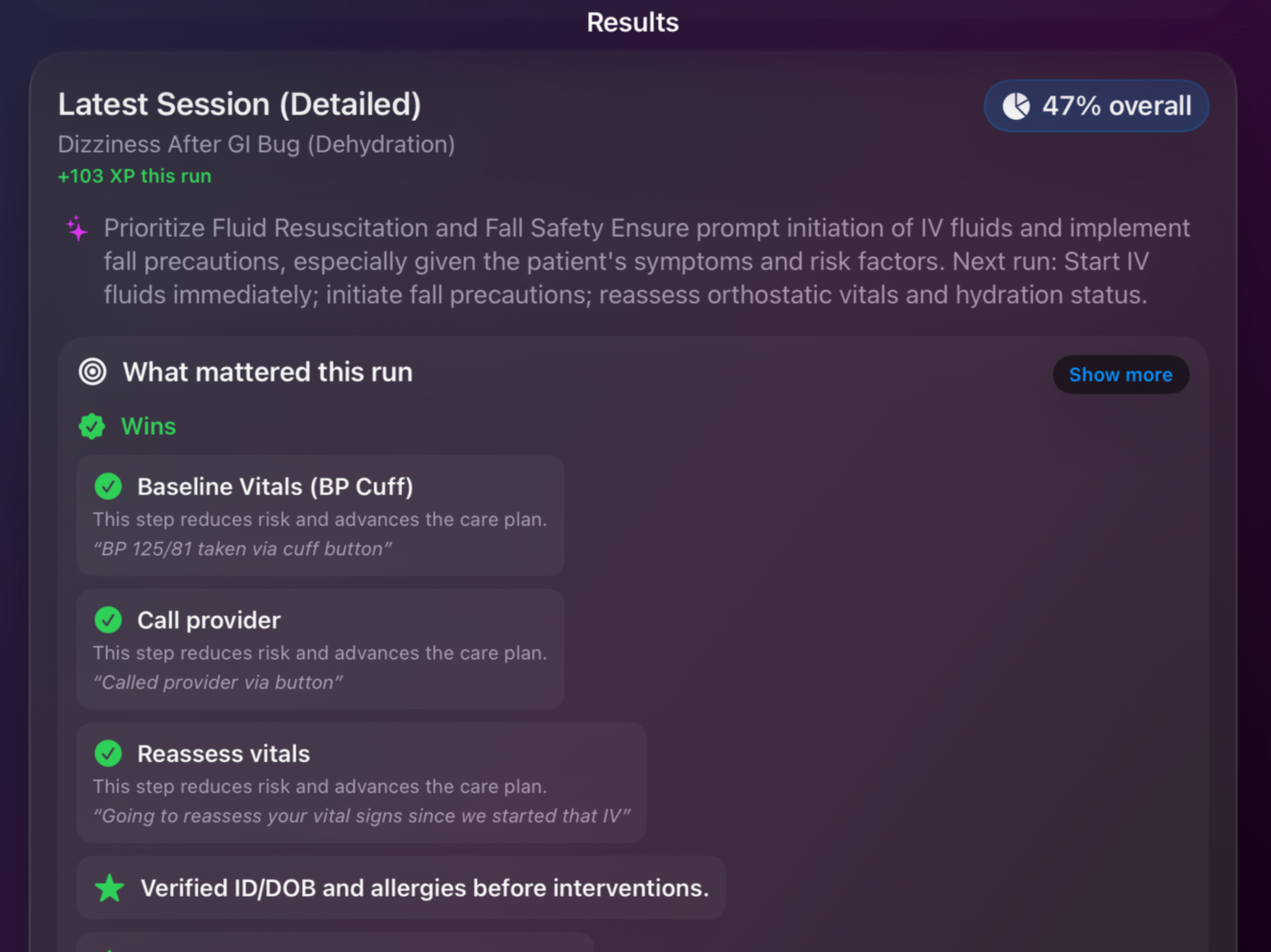 Bedside Coach session feedback report
