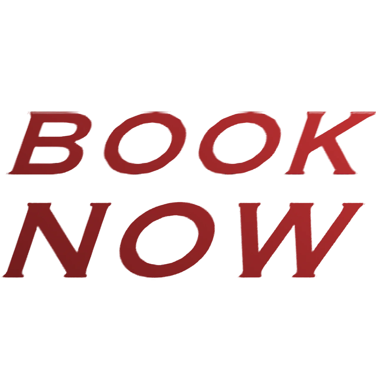 Text reads 'BOOK NOW' in dark red on a black background.