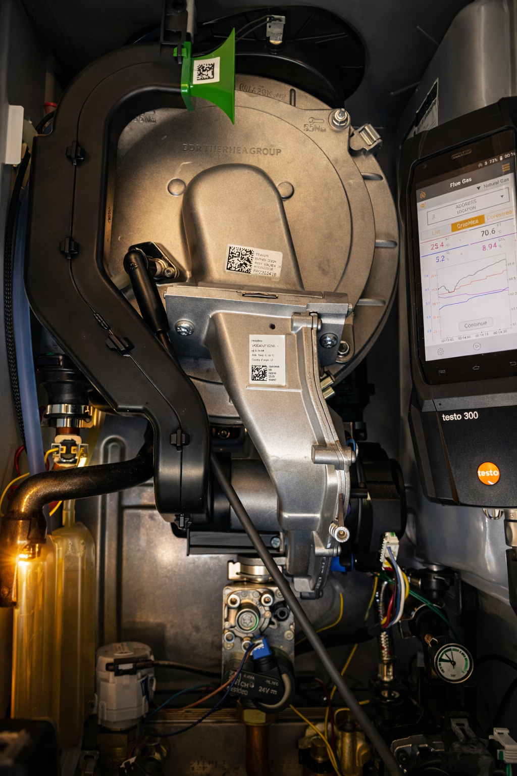 Boiler service and CP12 gas safety check in progress