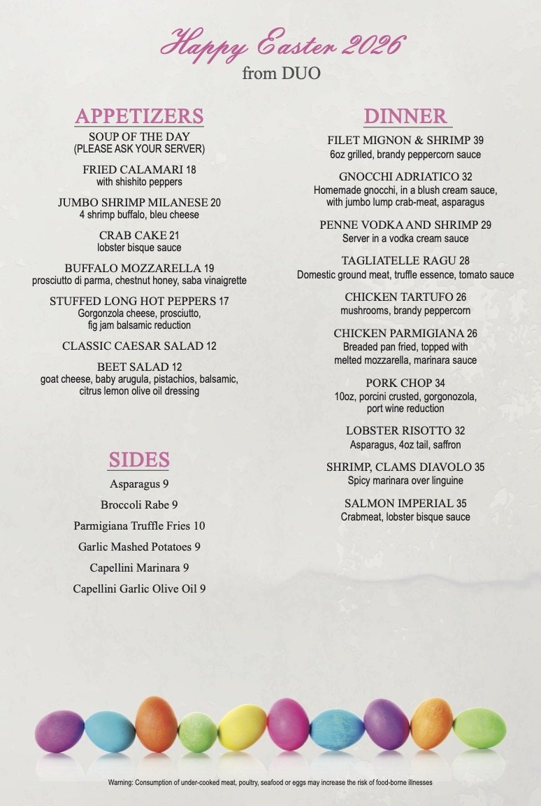 Easter Sunday Menu 2026