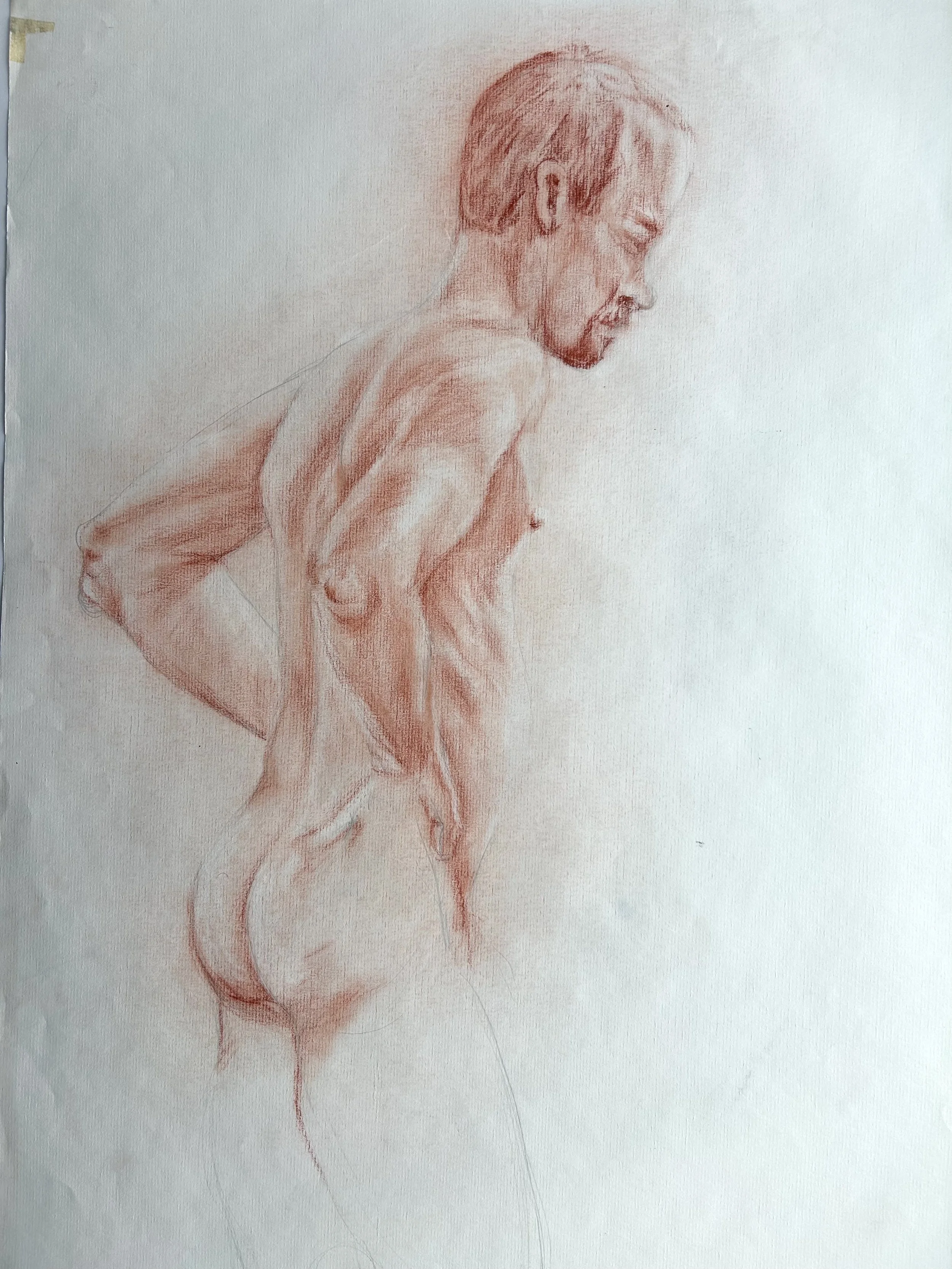 Male Figure, conte crayon, 18" x 24", 1996