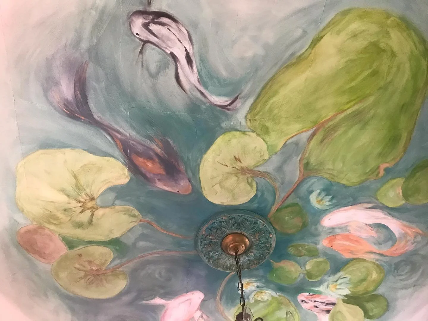 Interior ceiling mural, 12' x 12' feet, oil on plaster