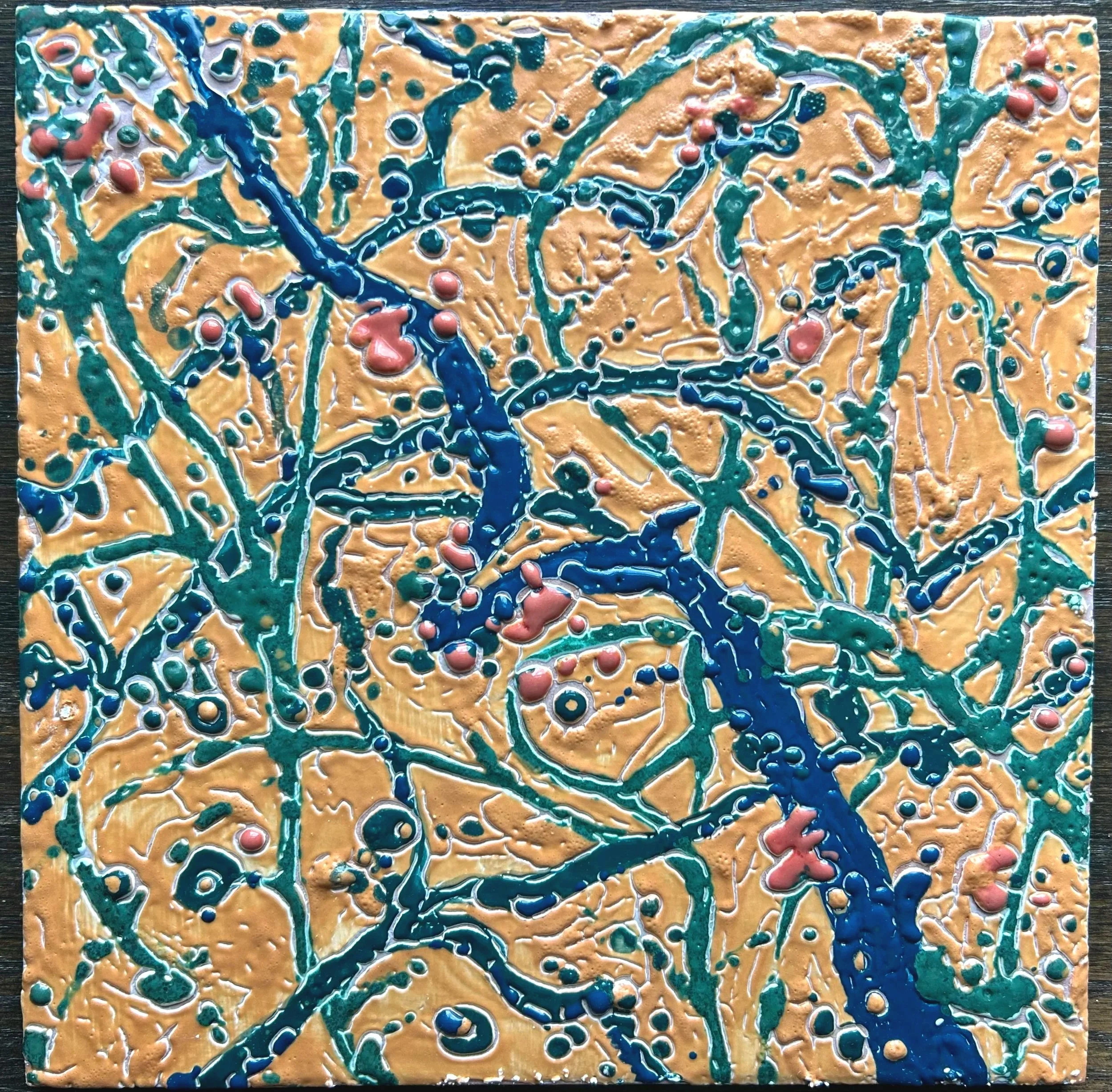 Bougainvillea, Cuba, ceramic tile, 12" x 12", 2025