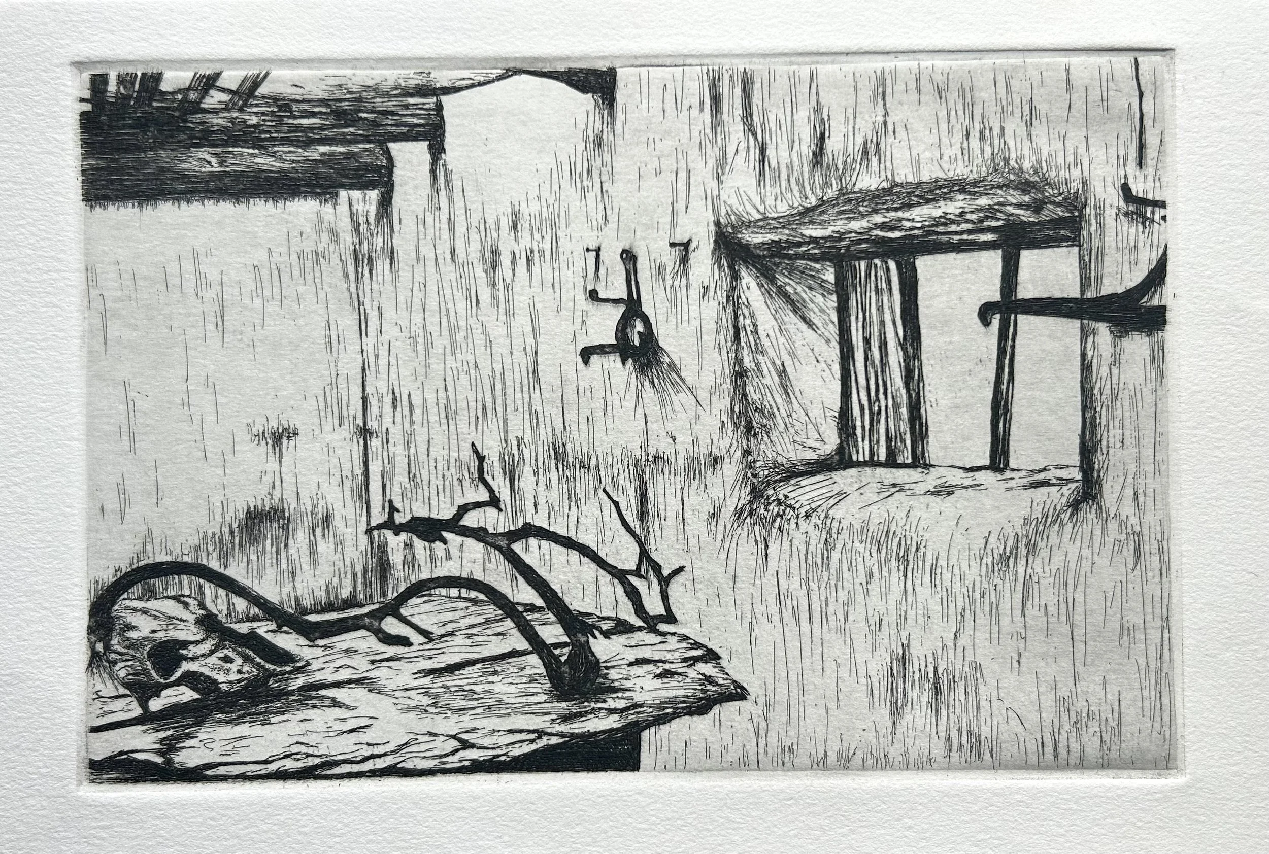 Georgia's Studio, Etching, 8" x 10", 1997