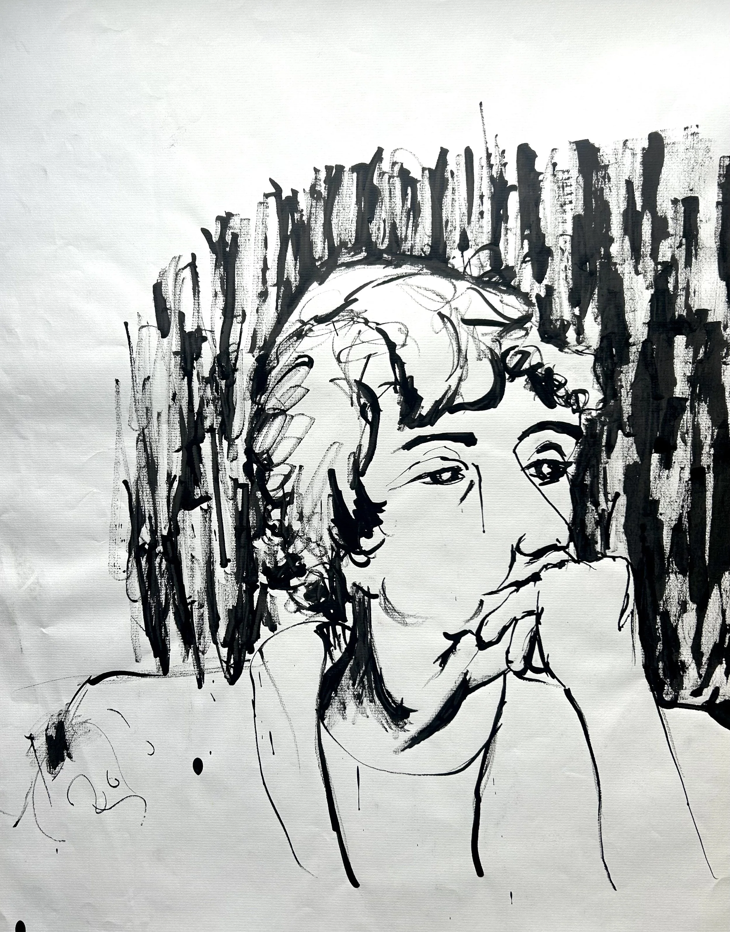 Female portrait, ink on paper, 18" x 24", 2004