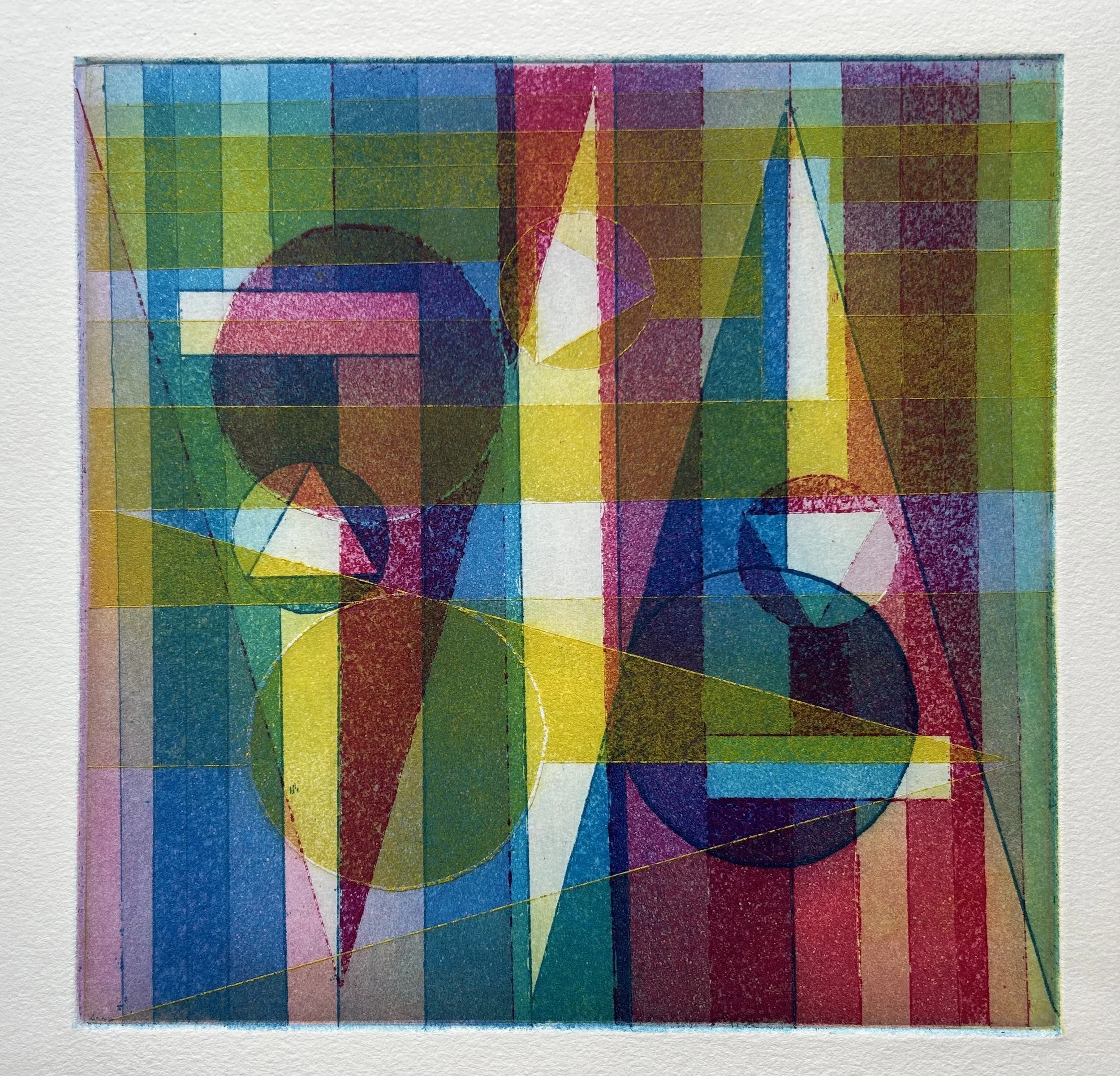 Color and Shapes Study #1, Etching, 12" x 12", 1996