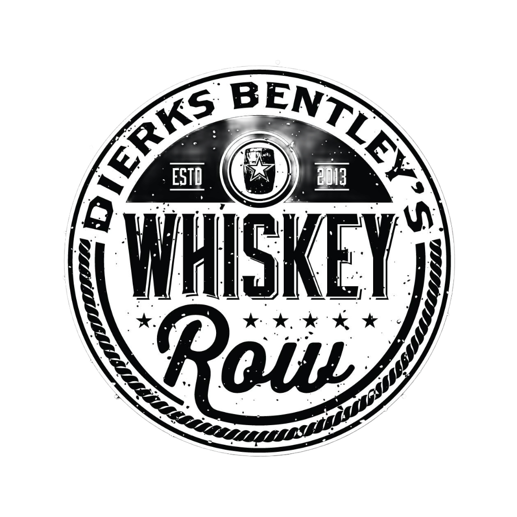 Logo for a whiskey brand called 'Whiskey Row,' established in 2013, with a circular design featuring stars and a stylized whiskey glass.