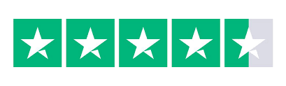 Five green square icons with white stars and one grey icon with a white star.