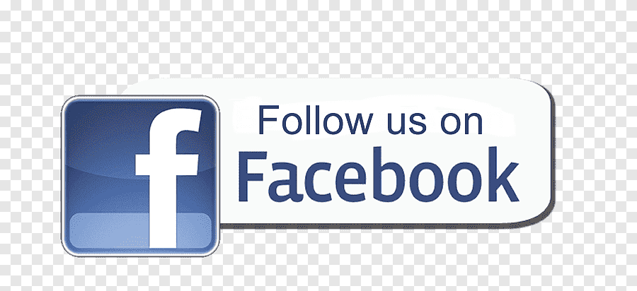 Facebook logo with text saying "Follow us on Facebook."