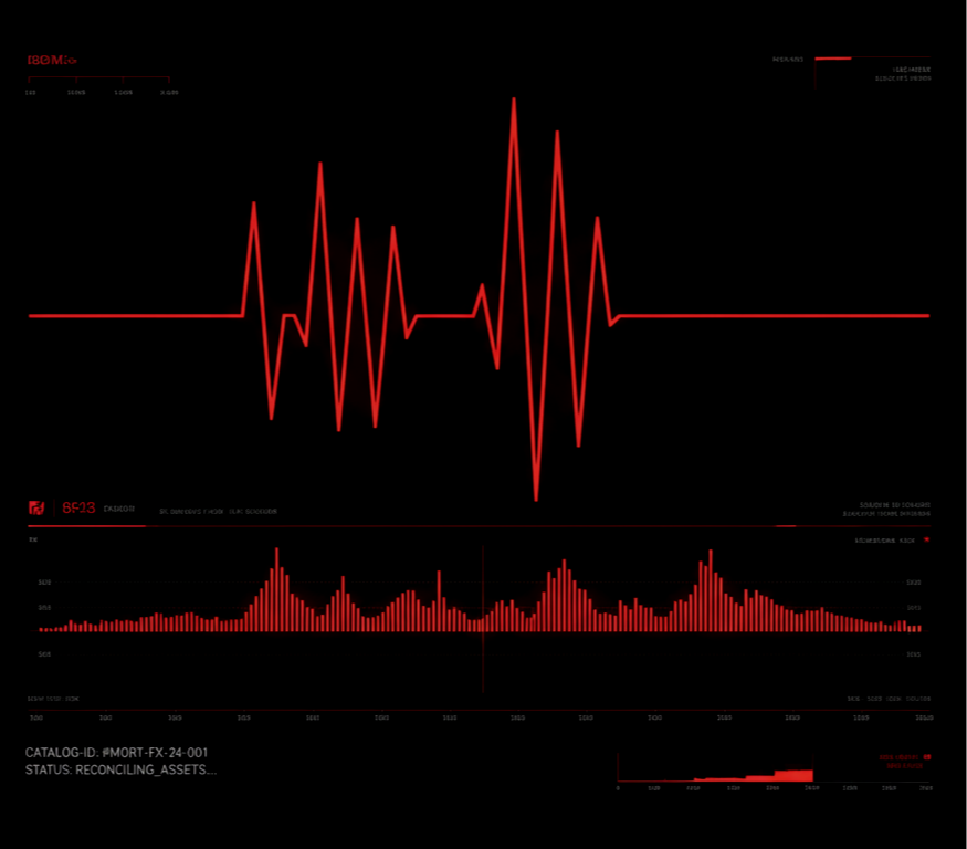Digital heartbeat monitor with red lines showing heart rate fluctuations on a black background.