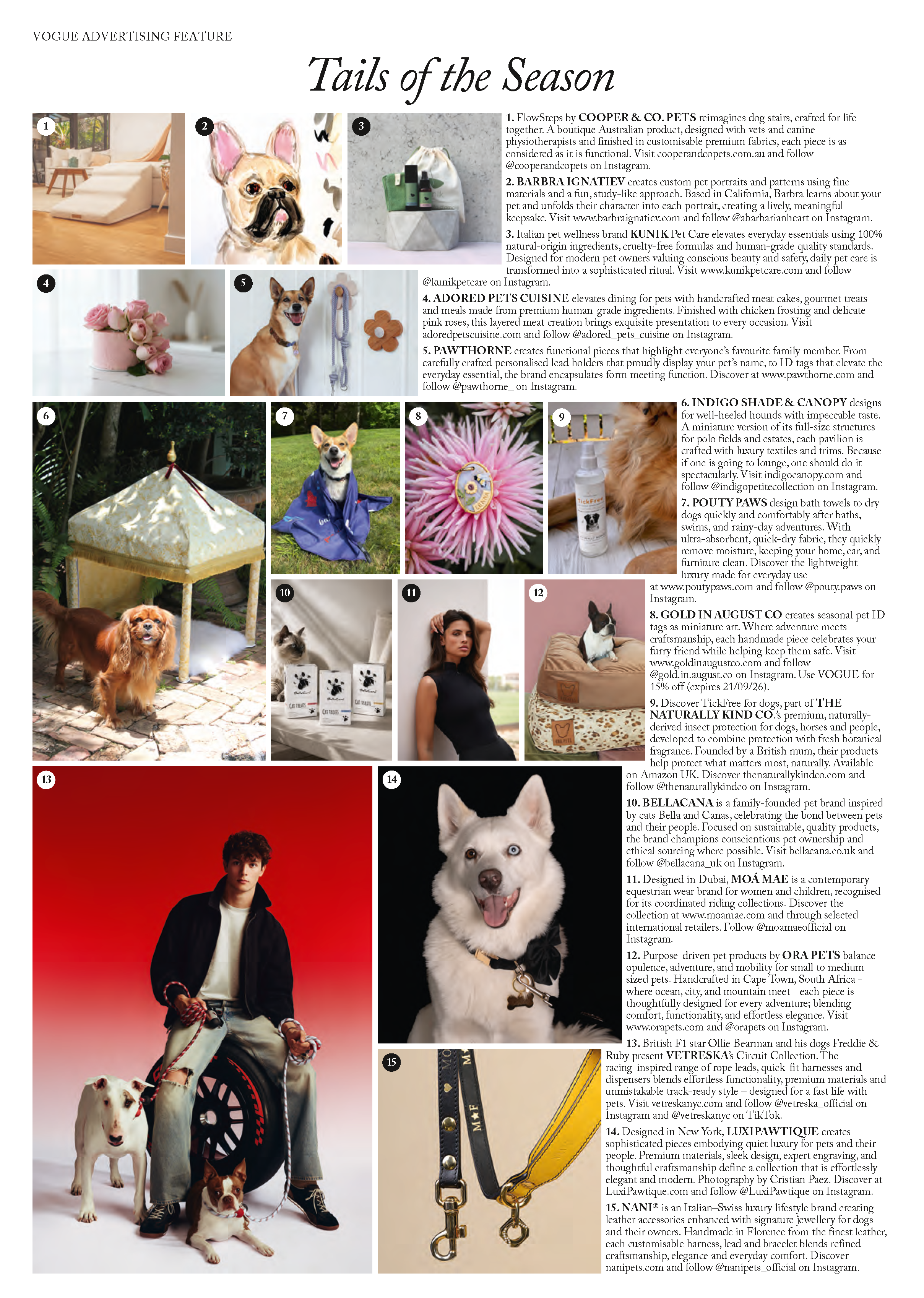 LuxiPawtique featured in Tails of the Season, a British Vogue advertising feature showcasing elevated brands across design, lifestyle, and pet care..