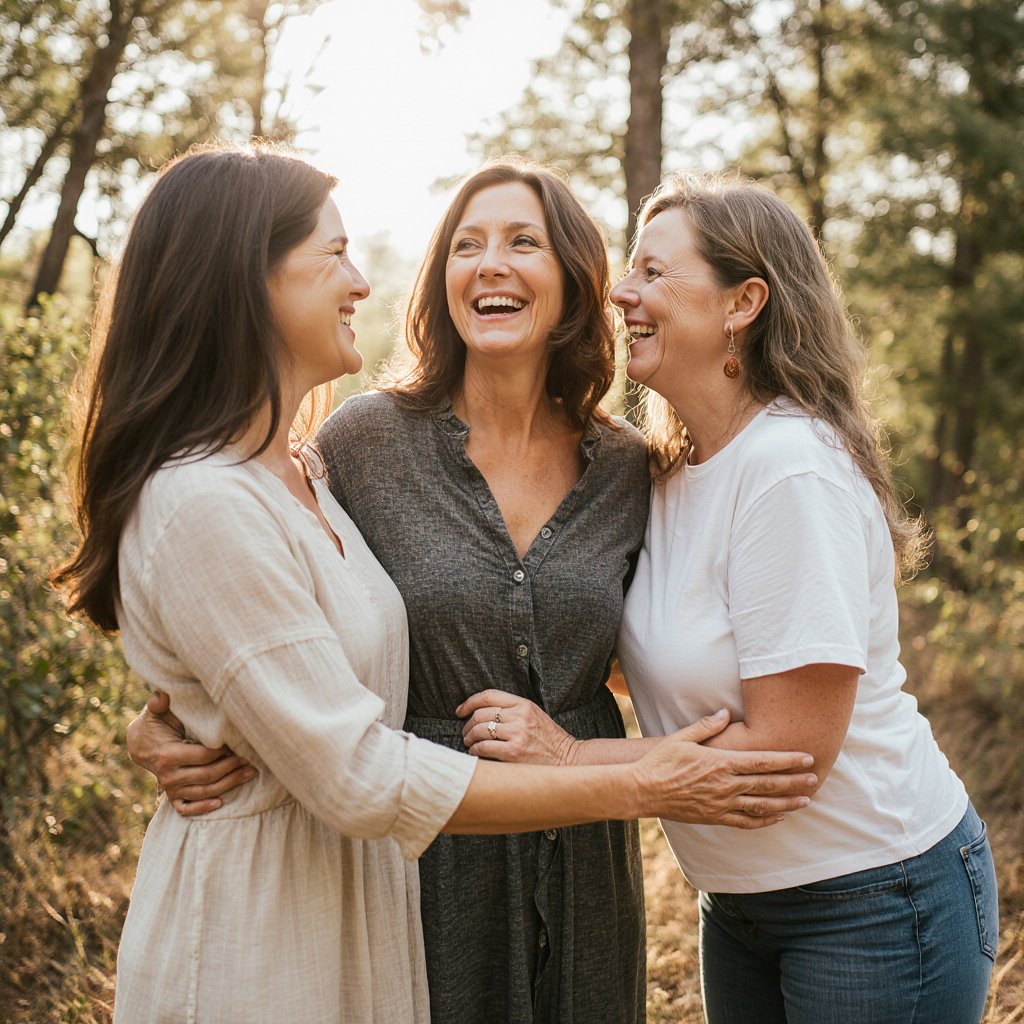 Midlife women embracing connection and wellness with Urban Sense Wellness naturopathic support for hormonal balance in Bayside Melbourne.