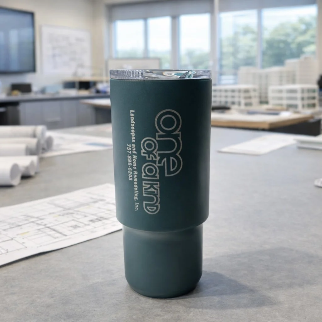 One of a kind tumbler navy with custom engraving