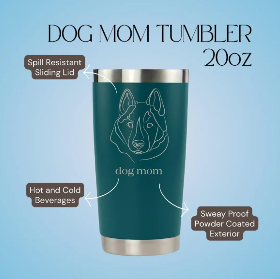 Custom Dog Portrait Tumbler | Personalized Pet Line Art, Dog Mom Gift