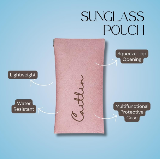 Custom Engraved Leather Sunglass Pouch – Personalized Protective Case for Eyewear or Accessories