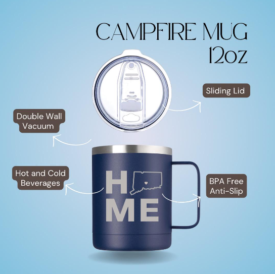 Custom Home State Campfire Mug: Laser Engraved 12oz