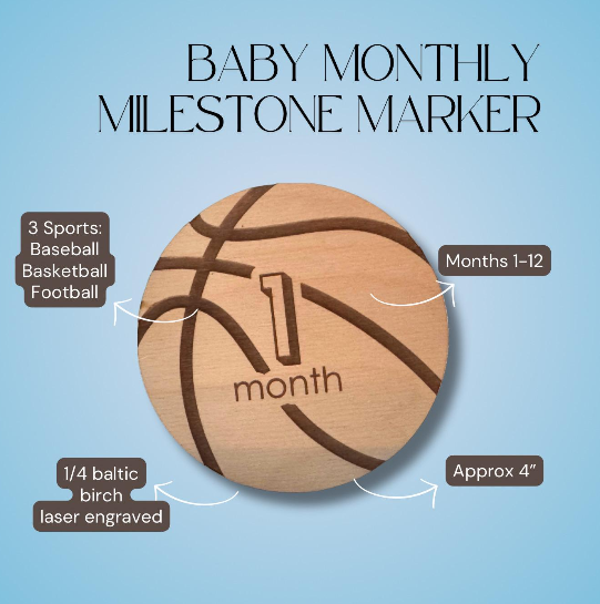 Sports Baby Milestone Markers: Baseball, Basketball, Football