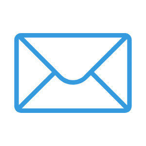 A blue outline icon of an envelope or mail package.