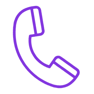 A purple outline of a telephone handset.