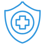 Medical shield icon with a cross inside