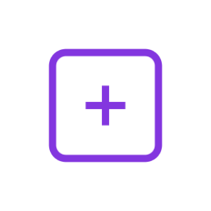 A purple medical cross icon inside a purple outlined square.