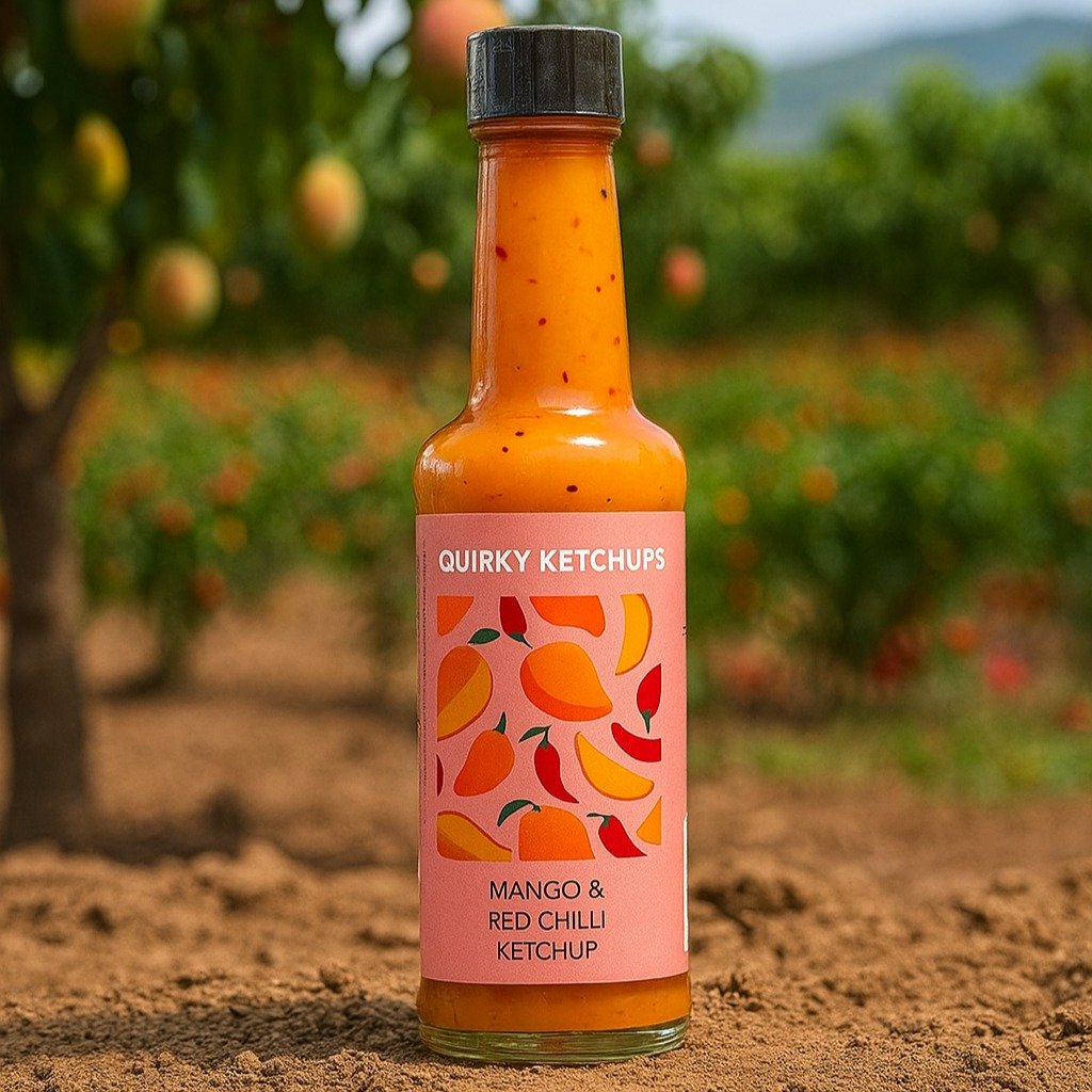 Our mango and red chilli ketchup offers a beautifully balanced interplay of sweet and sour flavours. The natural sweetness of ripe mango bursts through first, followed by the gentle warmth of red chilli and a clean, bright acidity from white wine vin