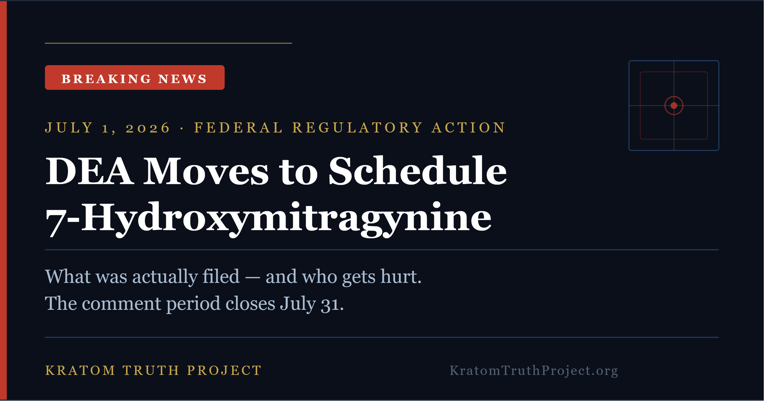 DEA Files Notice of Intent to Schedule 7-Hydroxymitragynine: What It Actually Means — and Who Gets Hurt