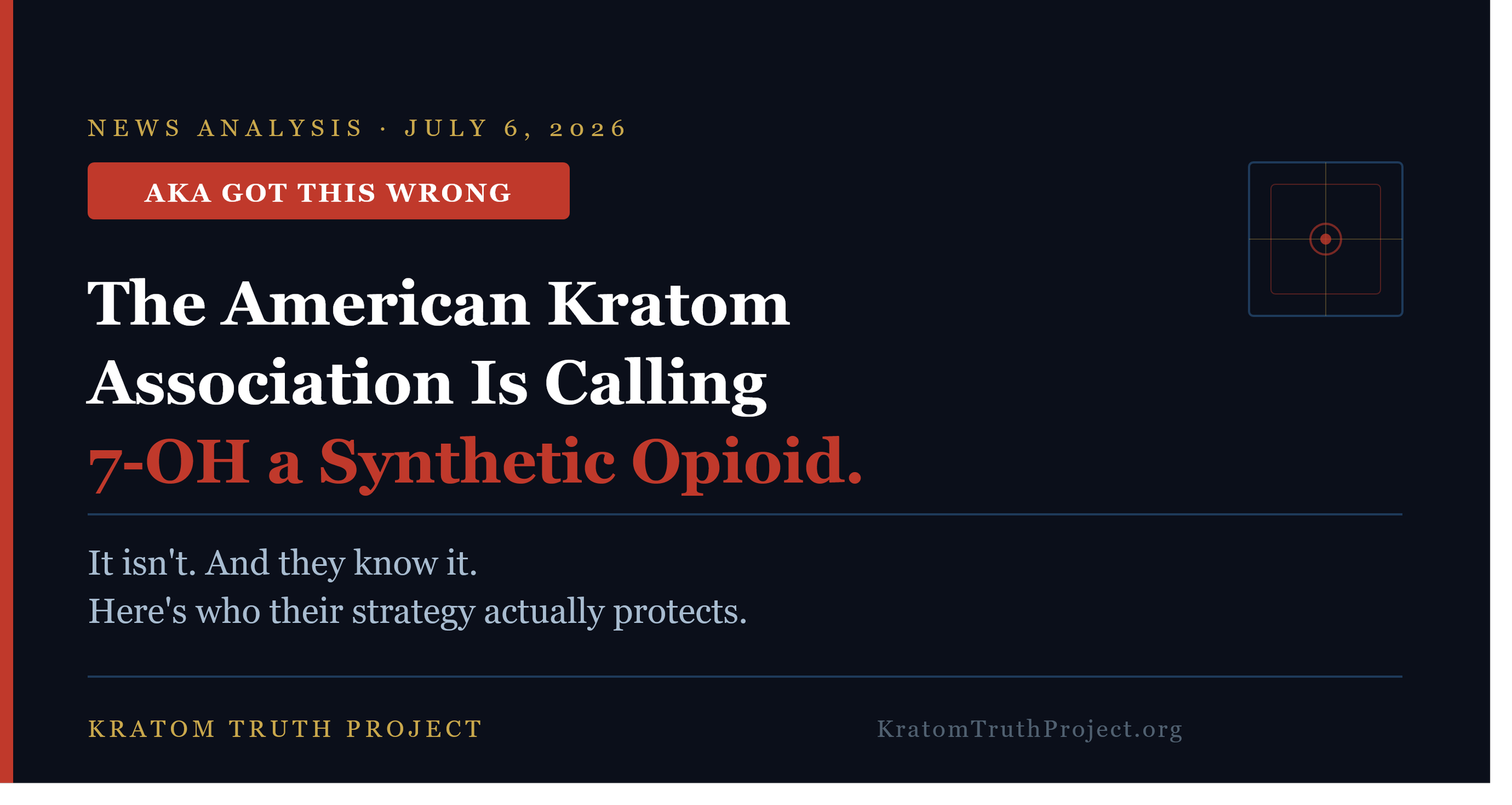 The American Kratom Association Is Calling 7-OH a "Synthetic Opioid." It Isn't. And They Know It.