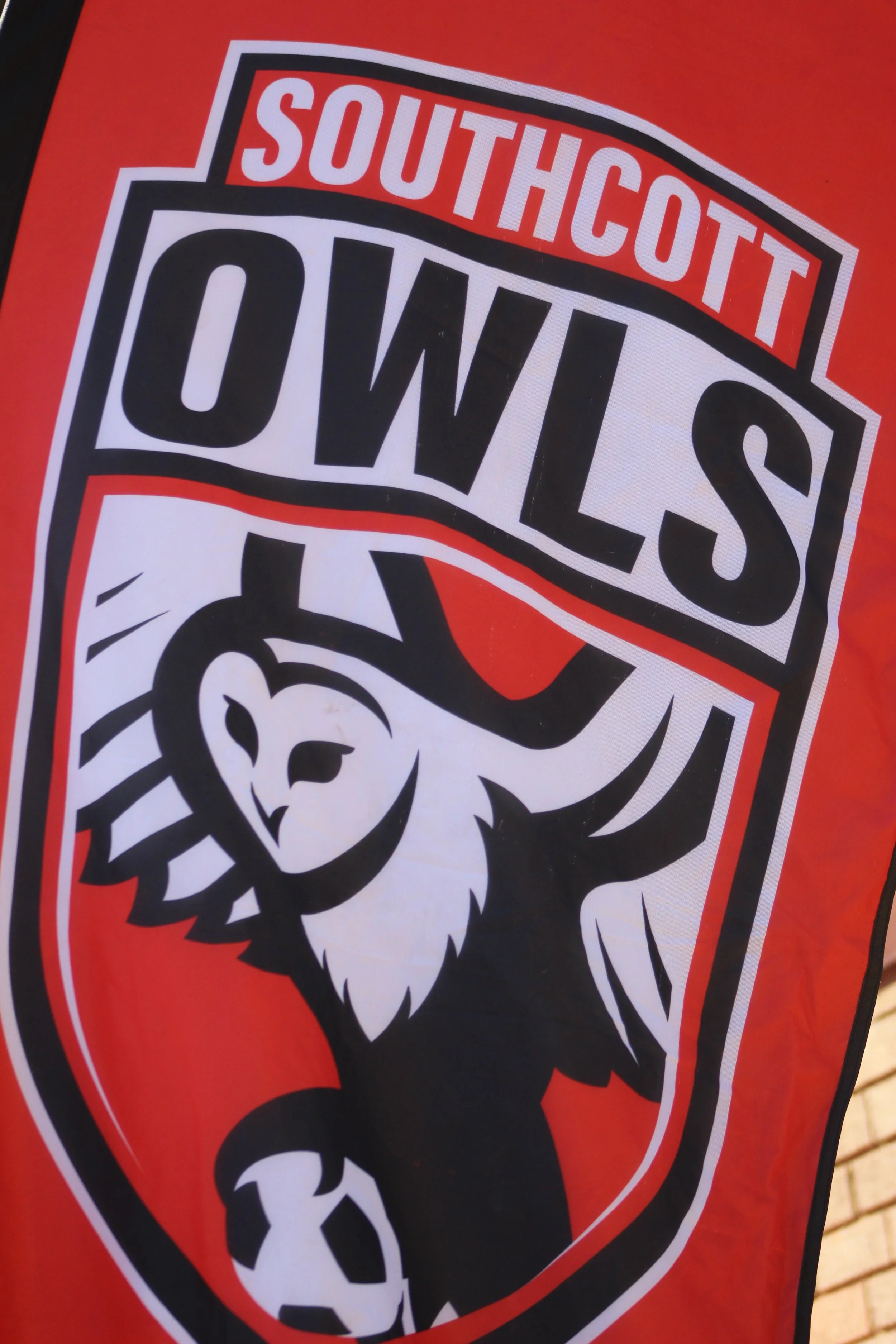 Southcott Owls logo on a flag.