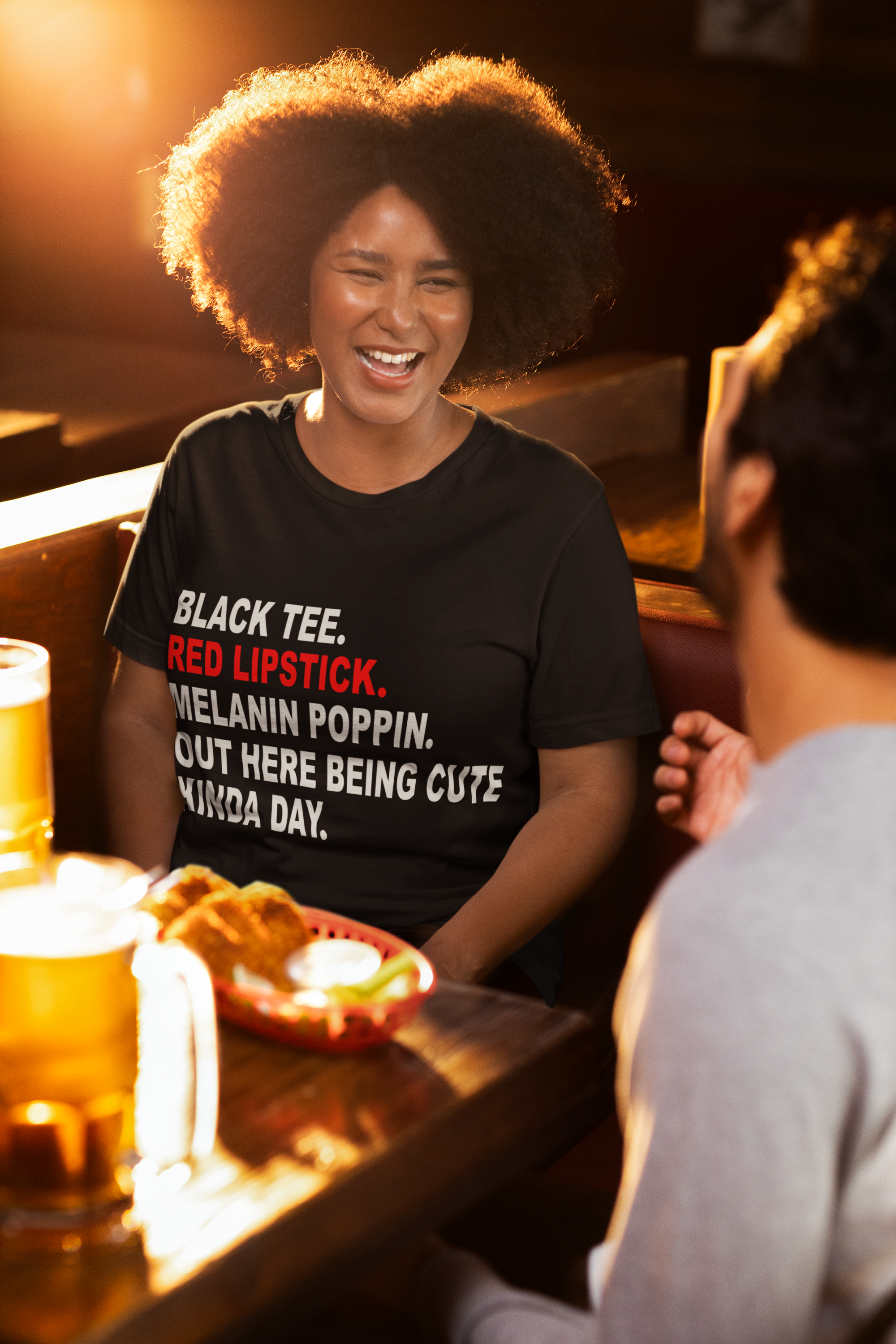 Black tee red Lipstick- graphic tee