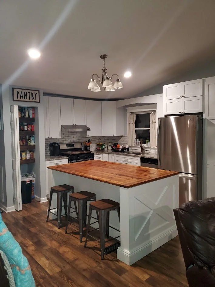 tile work, light fixture install