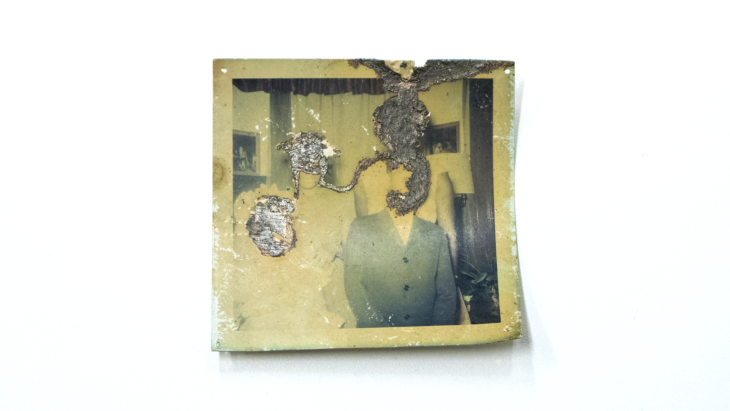 Electroplated found photograph, 2019