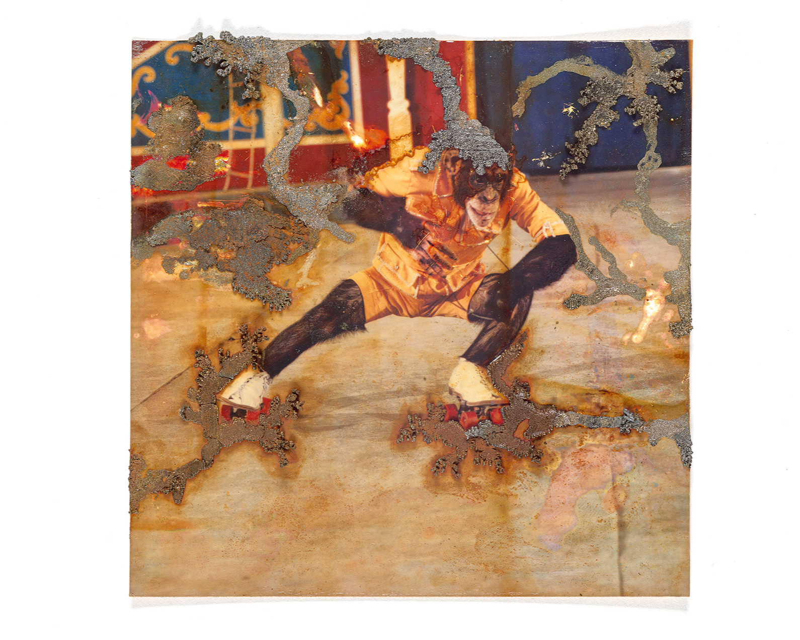 "Circus Monkey," Electroplated found photograph, 2025