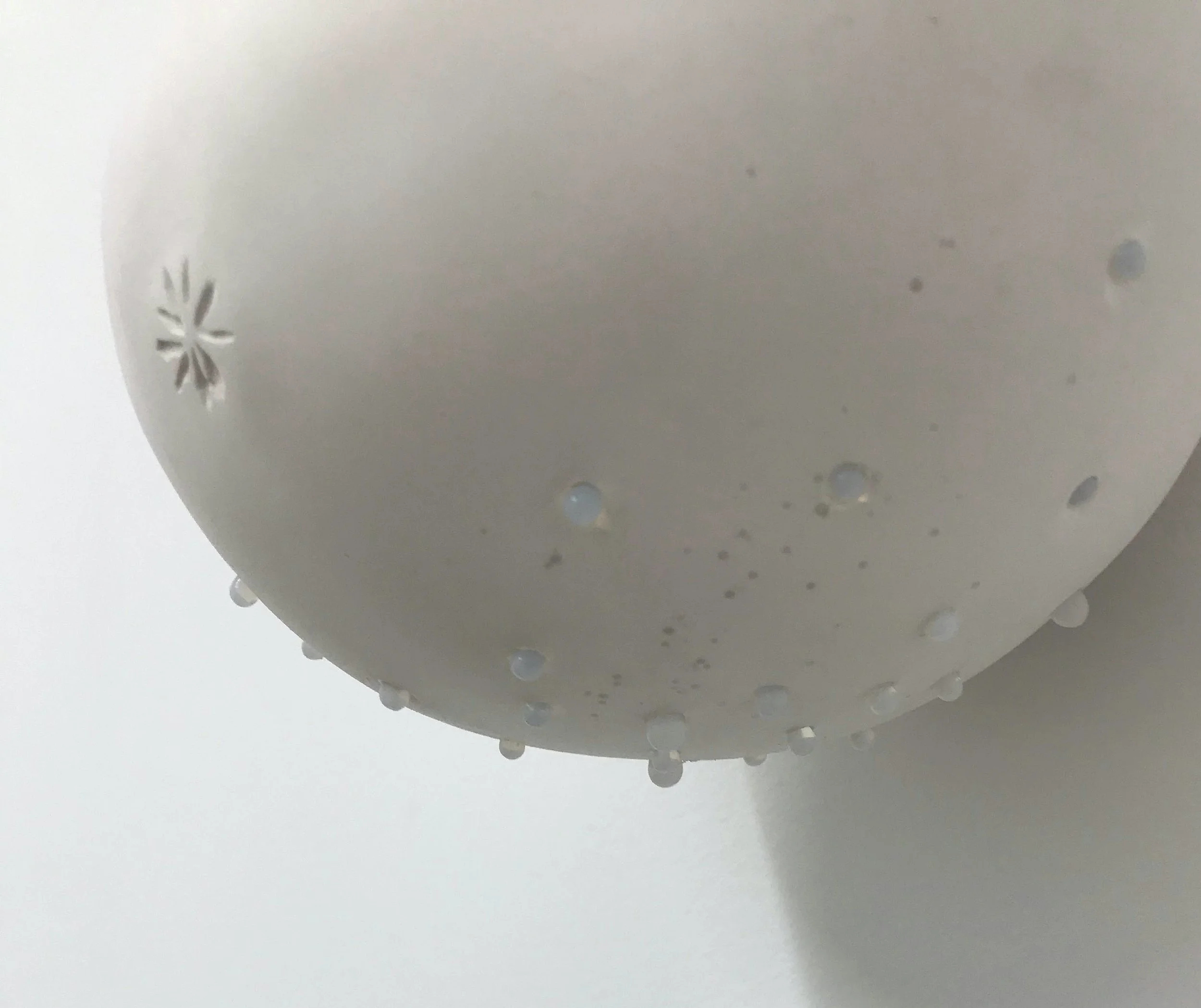 Keeper (detail), 2021, Materials: Found photograph, melon, collagen, glass beads, plaster, plexiglass, resin, hardware, 29" x 20" x 8 "