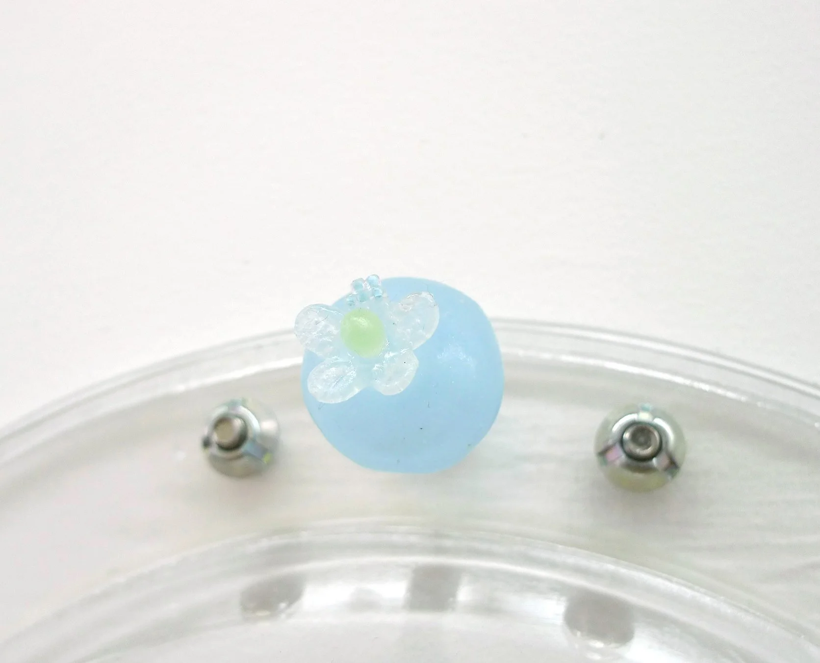 Keeper (detail), 2021, Materials: Found photograph, melon, collagen, glass beads, plaster, plexiglass, resin, hardware, 29" x 20" x 8 "