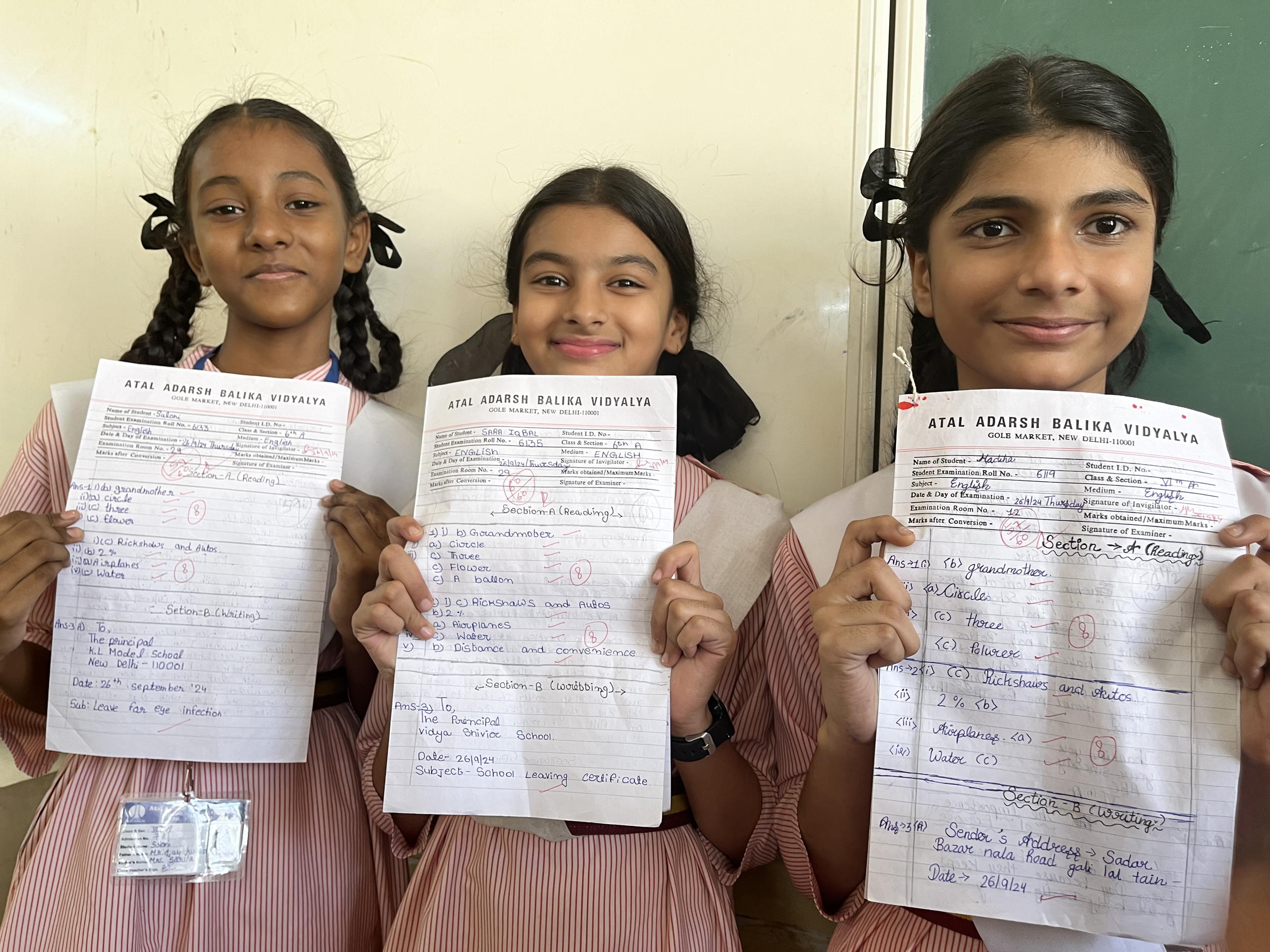 They were so proud of their marks in English!