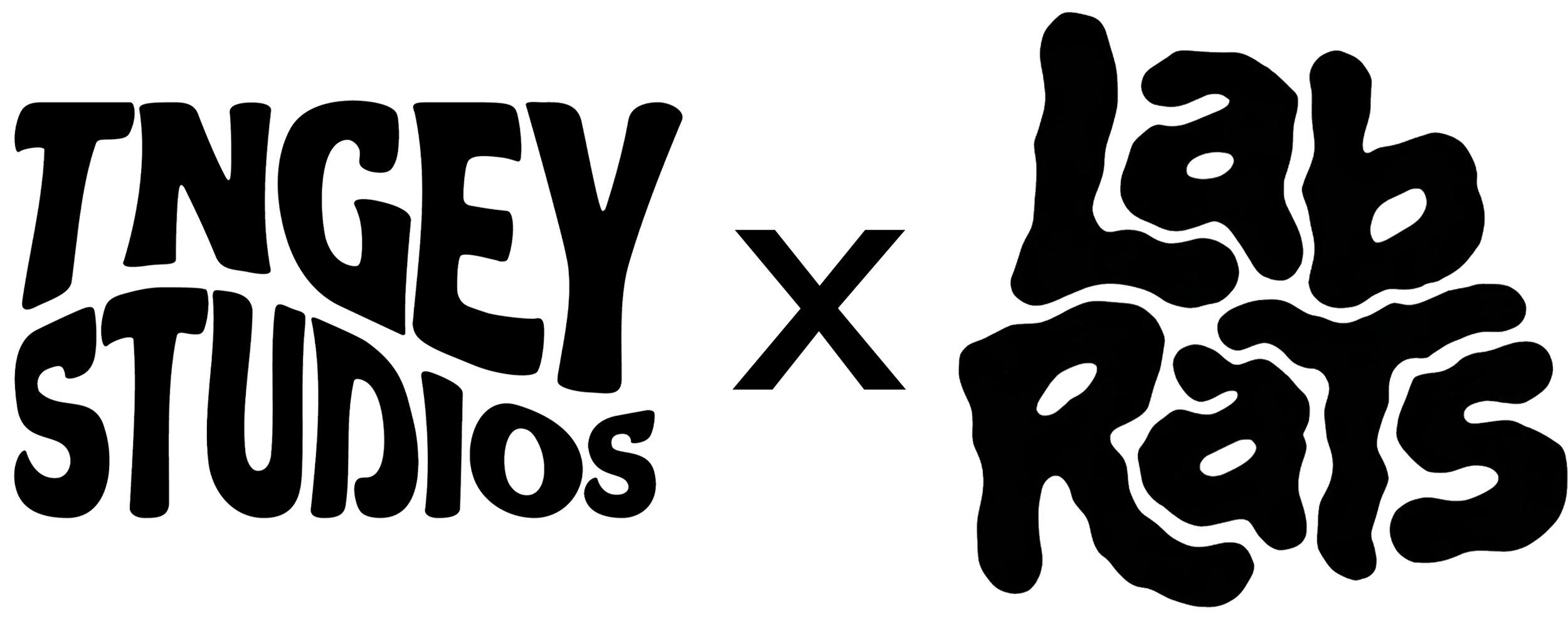 Text graphic with the words "TNGFY STUDIOS" on the left and an abstract design on the right