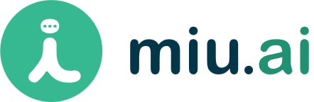 Logo for mIU.ai featuring a stylized white figure resembling a person inside a green circular background.