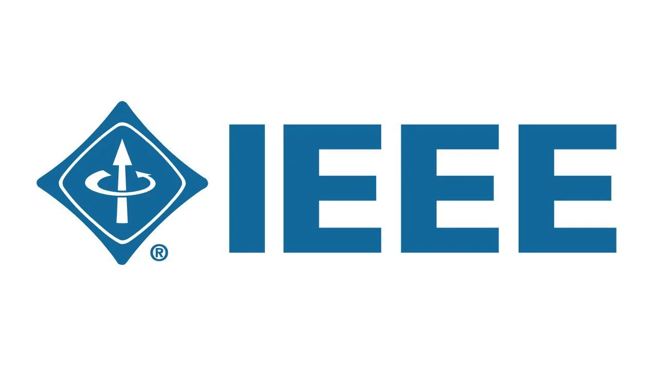 IEEE logo with stylized diamond shape containing a symbol of a compass and a gear.