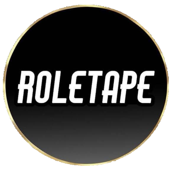 A circular black and gold badge with the word 'ROLETAPE' in white capital letters at the center.