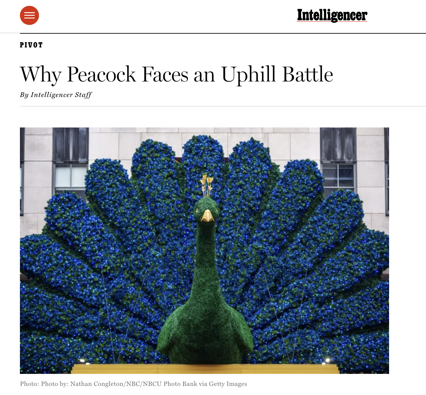New York Mag, "Why Peacock Faces an Uphill Battle", 2020